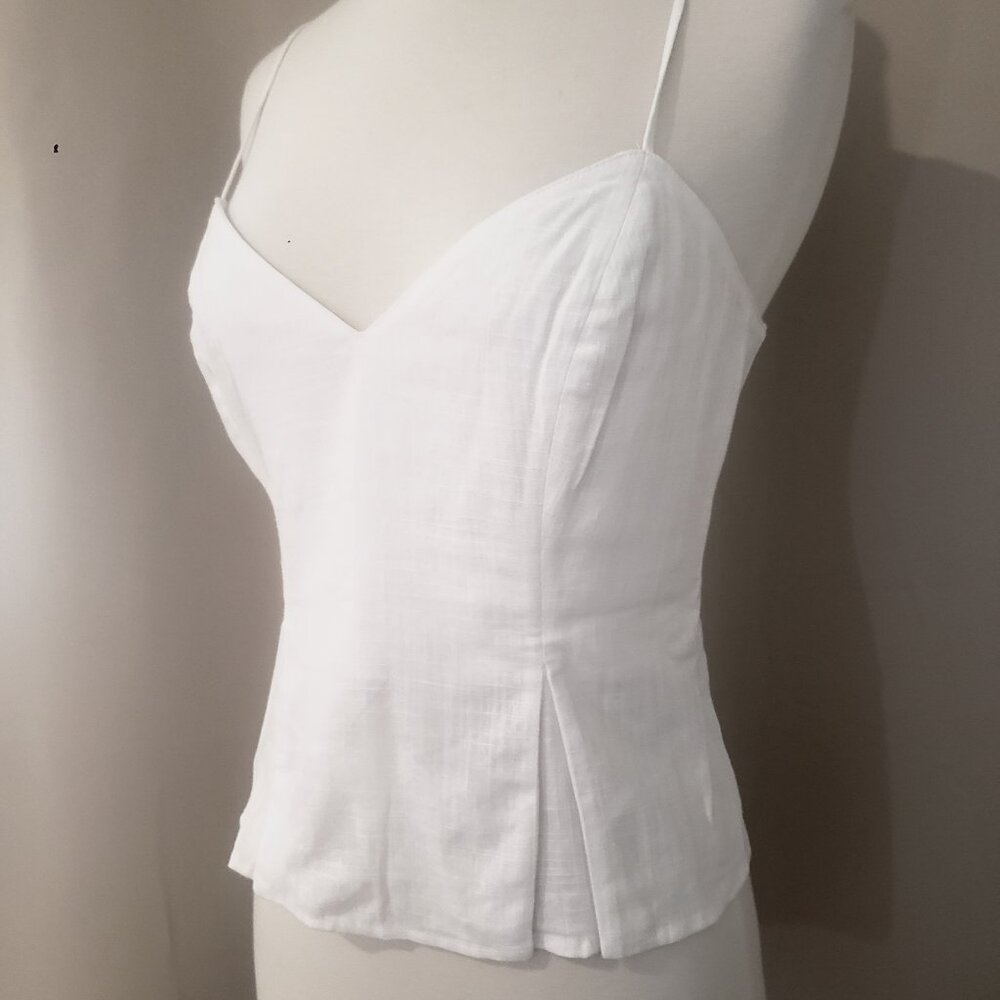 Express Linen Blend White Peplum Top